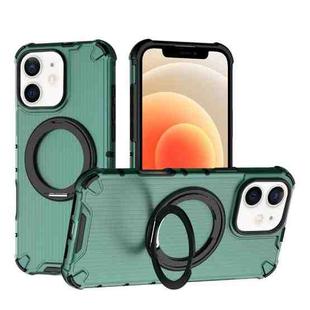 For iPhone 12 Grating 360 Degree Rotating Holder Shockproof Phone Case(Green)