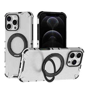 For iPhone 12 Pro Max Grating 360 Degree Rotating Holder Shockproof Phone Case(Transparent)