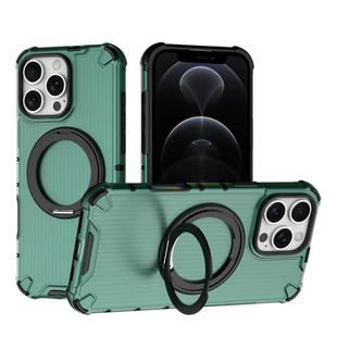 For iPhone 12 Pro Max Grating 360 Degree Rotating Holder Shockproof Phone Case(Green)