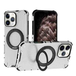 For iPhone 11 Pro Max Grating 360 Degree Rotating Holder Shockproof Phone Case(Transparent)