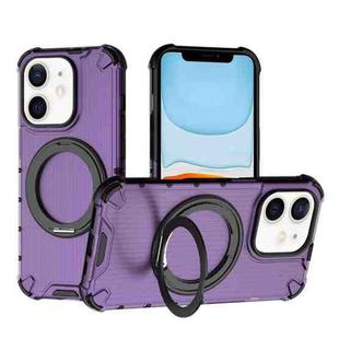 For iPhone 11 Grating 360 Degree Rotating Holder Shockproof Phone Case(Purple)