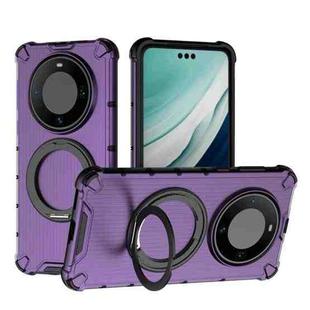 For Huawei Mate 60 Pro / Mate 60 Pro+ Grating 360 Degree Rotating Holder Shockproof Phone Case(Purple)