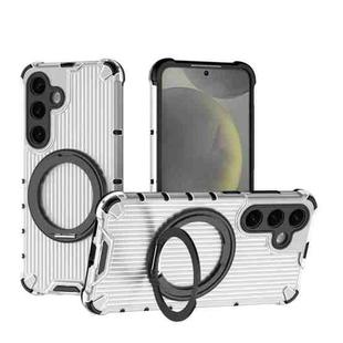 For Samsung Galaxy S24 5G Grating 360 Degree Rotating Holder Shockproof Phone Case(Transparent)