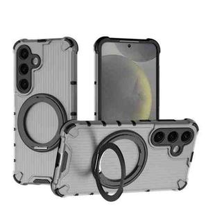 For Samsung Galaxy S24 5G Grating 360 Degree Rotating Holder Shockproof Phone Case(Black)