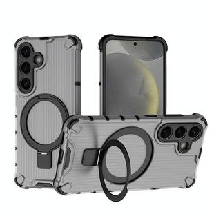 For Samsung Galaxy S25 5G Grating 360 Degree Rotating Holder Shockproof Phone Case(Black)
