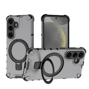For Samsung Galaxy S25+ 5G Grating 360 Degree Rotating Holder Shockproof Phone Case(Black)
