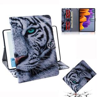 For Samsung Galaxy Tab S7 T870 (2020) 3D Colored Drawing Horizontal Flip Leather Case with Holder & Card Slot & Wallet(Tiger)