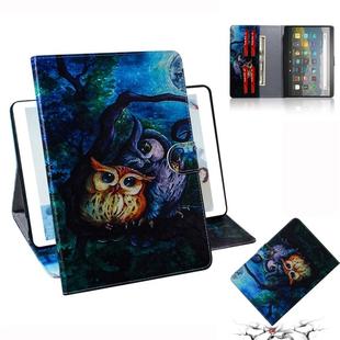 For Amazon Kindle Fire HD 8 (2020) / HD 8 Plus (2020) 3D Colored Drawing Horizontal Flip Leather Case with Holder & Card Slot & Wallet(Oil Painting Owl)