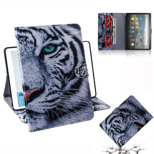 For Amazon Kindle Fire HD 8 (2020) / HD 8 Plus (2020) 3D Colored Drawing Horizontal Flip Leather Case with Holder & Card Slot & Wallet(Tiger)