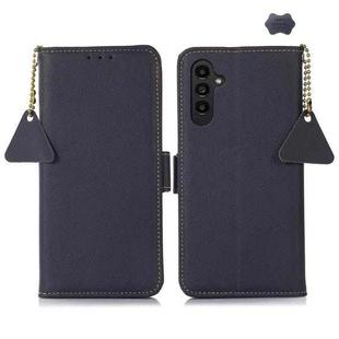 For Samsung Galaxy S24 FE 5G Side-Magnetic TJ Genuine Leather RFID Phone Case(Blue)