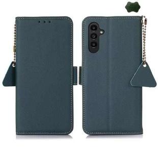 For Samsung Galaxy S24 FE 5G Side-Magnetic TJ Genuine Leather RFID Phone Case(Green)