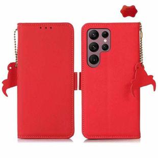 For Samsung Galaxy S25 Ultra 5G Side-Magnetic TJ Genuine Leather RFID Phone Case(Red)