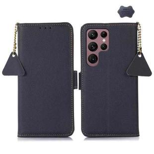 For Samsung Galaxy S25 Ultra 5G Side-Magnetic TJ Genuine Leather RFID Phone Case(Blue)