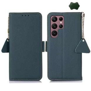 For Samsung Galaxy S25 Ultra 5G Side-Magnetic TJ Genuine Leather RFID Phone Case(Green)