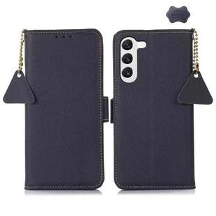 For Samsung Galaxy S25 FE 5G Side-Magnetic TJ Genuine Leather RFID Phone Case(Blue)