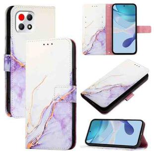 For T-Mobile REVVL 7 5G PT003 Marble Pattern Flip Leather Phone Case(White Purple)