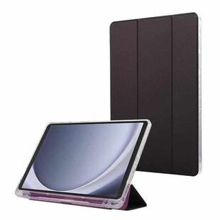 For Samsung Galaxy Tab A9+ Carbon Fiber Clear Acrylic 3-Fold Leather Tablet Case(Purple)