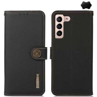 For Samsung Galaxy S25 FE 5G KHAZNEH Custer Genuine Leather RFID Phone Case(Black)