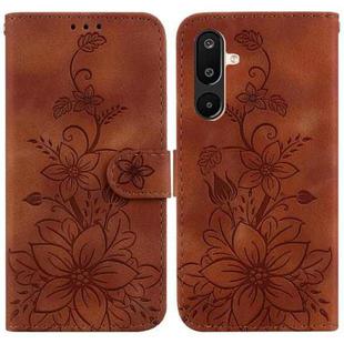 For Samsung Galaxy M16 5G / F16 5G / M36 5G Lily Embossed Leather Phone Case(Brown)