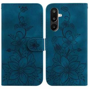 For Samsung Galaxy M16 5G / F16 5G / M36 5G Lily Embossed Leather Phone Case(Dark Blue)