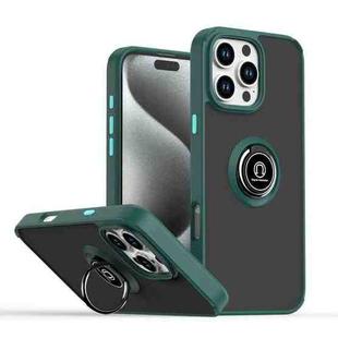 For iPhone 16 Pro Max Q Shadow 1 Series TPU + PC Phone Case with Ring(Dark Green)