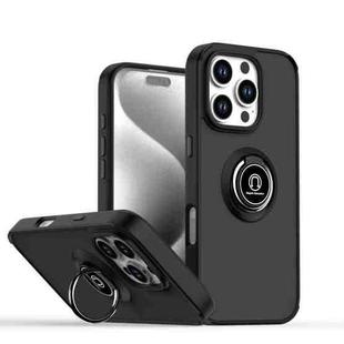 For iPhone 16 Pro Q Shadow 1 Series TPU + PC Phone Case with Ring(Black+Black)