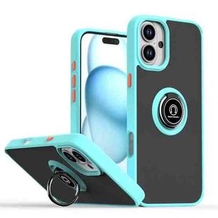 For iPhone 16 Plus Q Shadow 1 Series TPU + PC Phone Case with Ring(Sky Blue)
