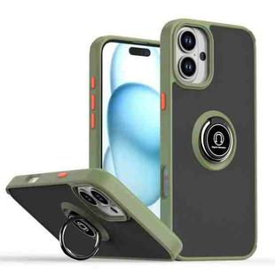 For iPhone 16 Plus Q Shadow 1 Series TPU + PC Phone Case with Ring(Army Green)