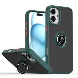 For iPhone 16 Plus Q Shadow 1 Series TPU + PC Phone Case with Ring(Dark Green)