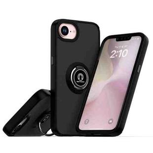 For iPhone 16e Q Shadow 1 Series TPU + PC Phone Case with Ring(Black+Black)