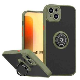 For iPhone 15 Plus Q Shadow 1 Series TPU + PC Phone Case with Ring(Army Green)