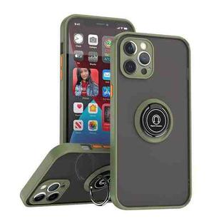 For iPhone 12 Pro Max Q Shadow 1 Series TPU + PC Phone Case with Ring(Army Green)