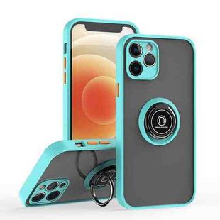 For iPhone 12 Q Shadow 1 Series TPU + PC Phone Case with Ring(Sky Blue)