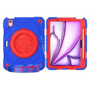 For iPad Air 11 2024 Spider Rotation Handle Silicone Hybrid PC Tablet Case(Red Blue)