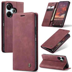 For Redmi 13 CaseMe 013 Multifunctional Horizontal Flip Leather Phone Case(Wine Red)