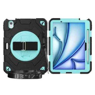 For iPad Air 11 2024 Spider Hand Grip Turntable Stand Tablet Case(Black Light Blue)