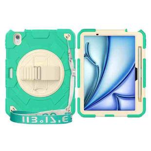 For iPad Air 11 2024 Spider Hand Grip Turntable Stand Tablet Case(Cyan Gold)