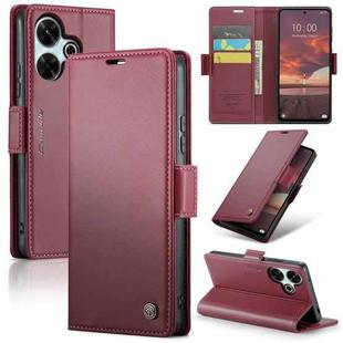 For Redmi 13 CaseMe 023 Butterfly Buckle Litchi Texture RFID Anti-theft Leather Phone Case(Wine Red)