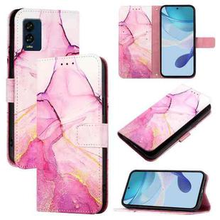 For BLU View Speed 5G PT003 Marble Pattern Flip Leather Phone Case(Pink Purple Gold)