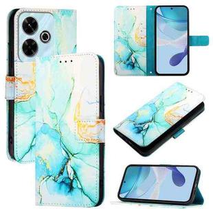 For Redmi 13 4G PT003 Marble Pattern Flip Leather Phone Case(Green)