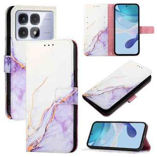 For Redmi K70 Ultra 5G Global PT003 Marble Pattern Flip Leather Phone Case(White Purple)