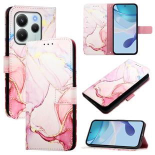 For Redmi Note 14 4G 164.84mm PT003 Marble Pattern Flip Leather Phone Case(Rose Gold)