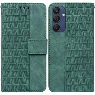 For Samsung Galaxy M35 Geometric Embossed Leather Phone Case(Green)