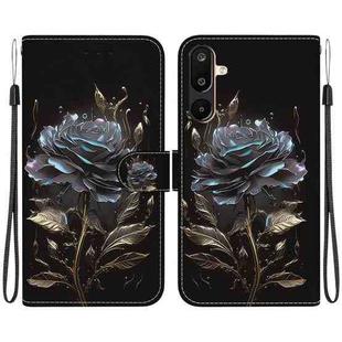 For Samsung Galaxy M16 5G / F16 5G / M36 5G Crystal Texture Colored Drawing Leather Phone Case(Black Rose)
