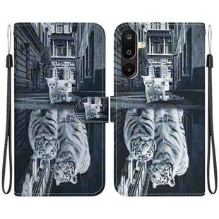 For Samsung Galaxy M16 5G / F16 5G / M36 5G Crystal Texture Colored Drawing Leather Phone Case(Cat Tiger Reflection)