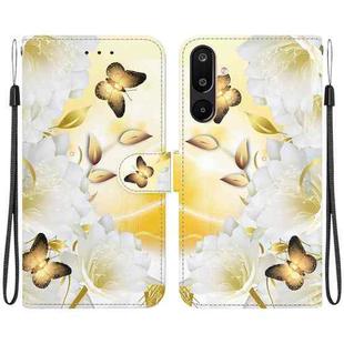 For Samsung Galaxy M16 5G / F16 5G / M36 5G Crystal Texture Colored Drawing Leather Phone Case(Gold Butterfly Epiphyllum)