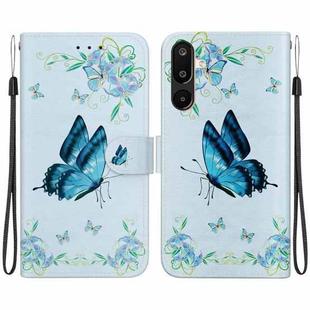 For Samsung Galaxy M16 5G / F16 5G / M36 5G Crystal Texture Colored Drawing Leather Phone Case(Blue Pansies)