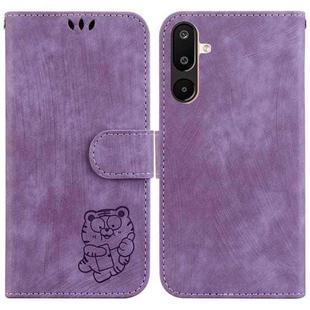 For Samsung Galaxy M16 5G / F16 5G / M36 5G Little Tiger Embossed Leather Phone Case(Purple)