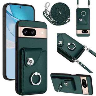 For Google Pixel 8 Organ Card Bag Ring Holder Phone Case with Long Lanyard(Green)