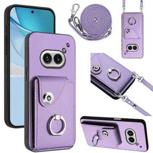 For Nothing Phone 2a Organ Card Bag Ring Holder Phone Case with Long Lanyard(Purple)